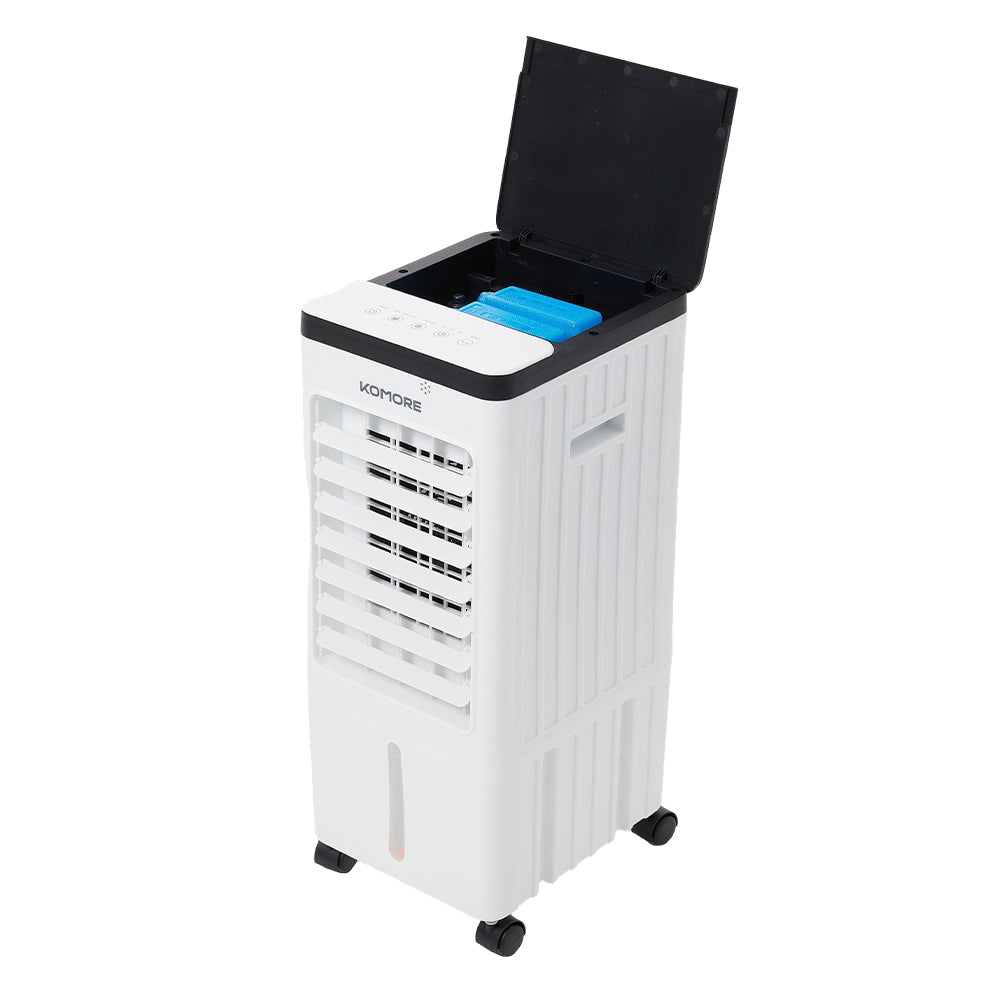 8L Portable Evaporative Air Cooler with Remote Control, 3-Speed Air Cooling Fan, Oscillation, Timer, Ice Packs & Wheels