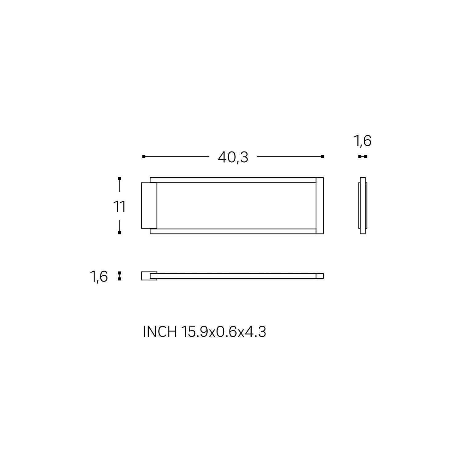 Towel Ring, Black Matt, Wall-mounted, 40,3 Cm. Collection The Grid