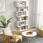 6-tier Wooden Modern S-shaped Shelf Storage Unit Home Office | One Size | White