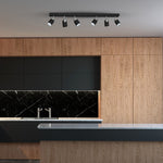 Joker Hand Made Ceiling Lamp In Matt Black With Striking Chrome Detail Featuring 6 Minmalistic Slender Cylinder Shades