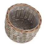 Wicker Round Antique Wash Planter | Medium