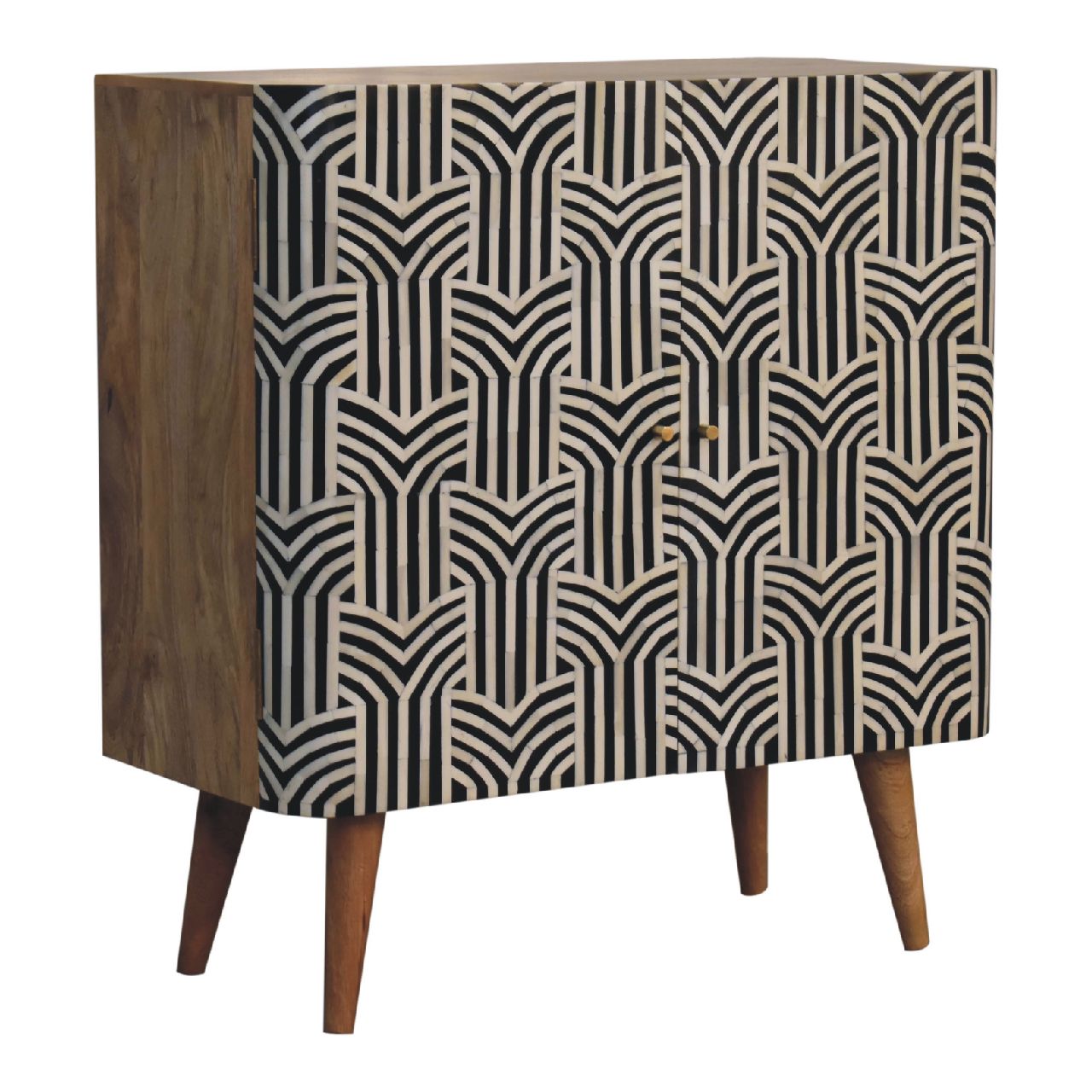 Artisan Furniture Solid Mango Wood Edessa Bone Inlay Cabinet