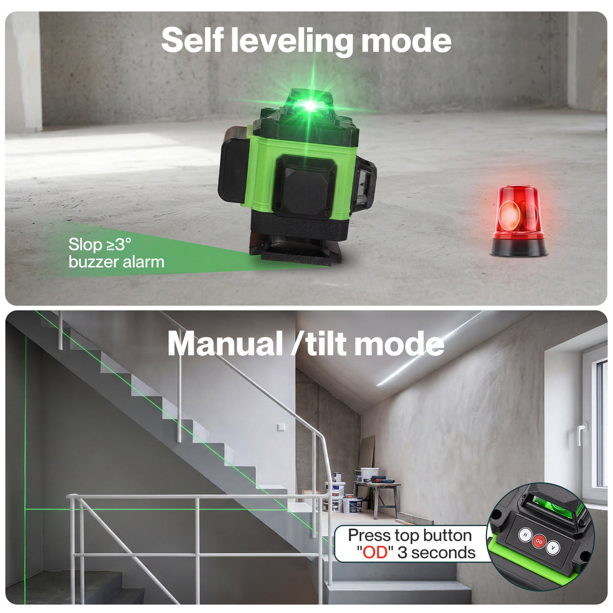 16 Line Laser Level 4d Green Cross Line Self Leveling Rotary Measure | Green