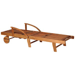 Garden Wood Sun Lounger W/ Adjustable Footrest