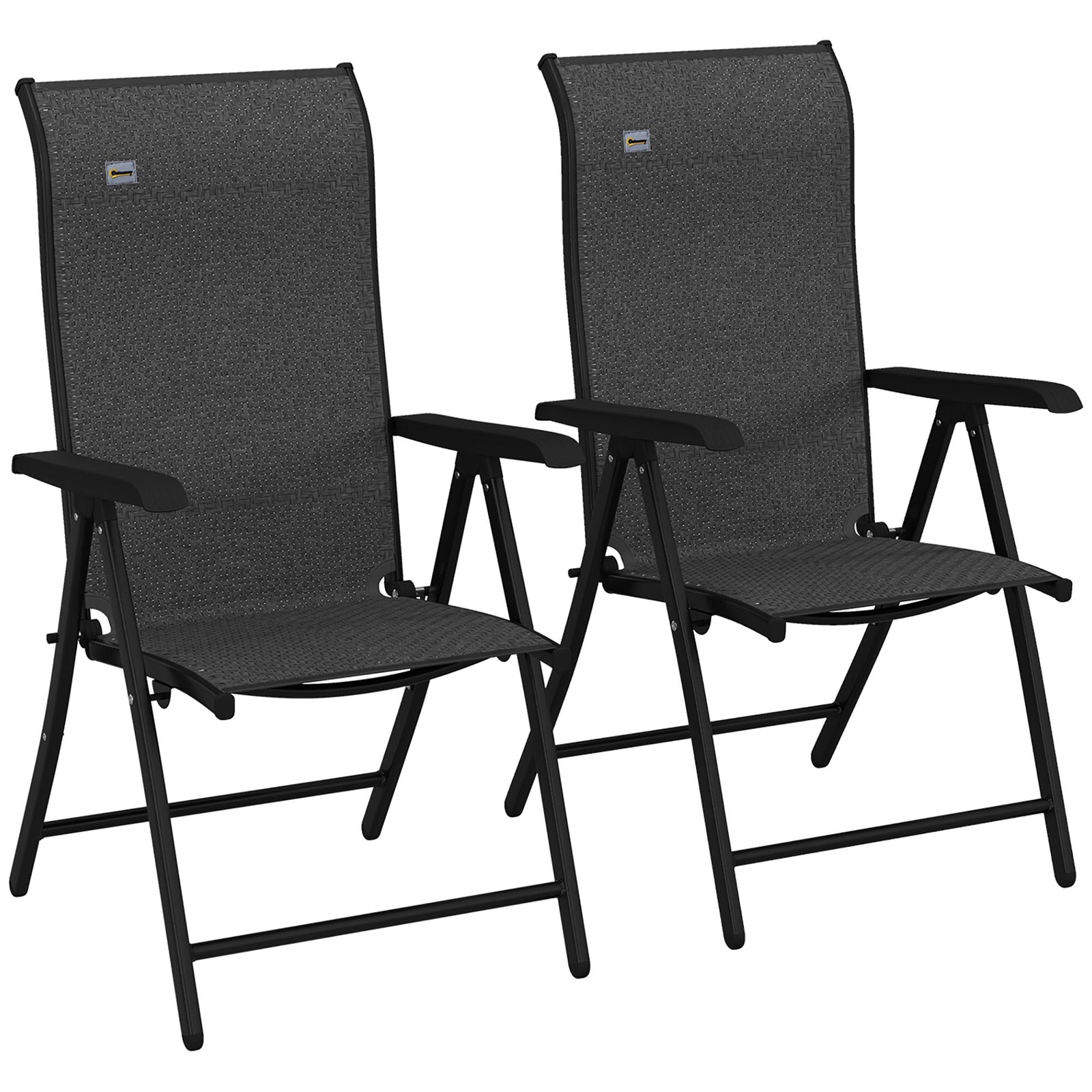 Outdoor Rattan Folding Chair Set W/ Adjustable Backrest | Set-of-2 | Gray