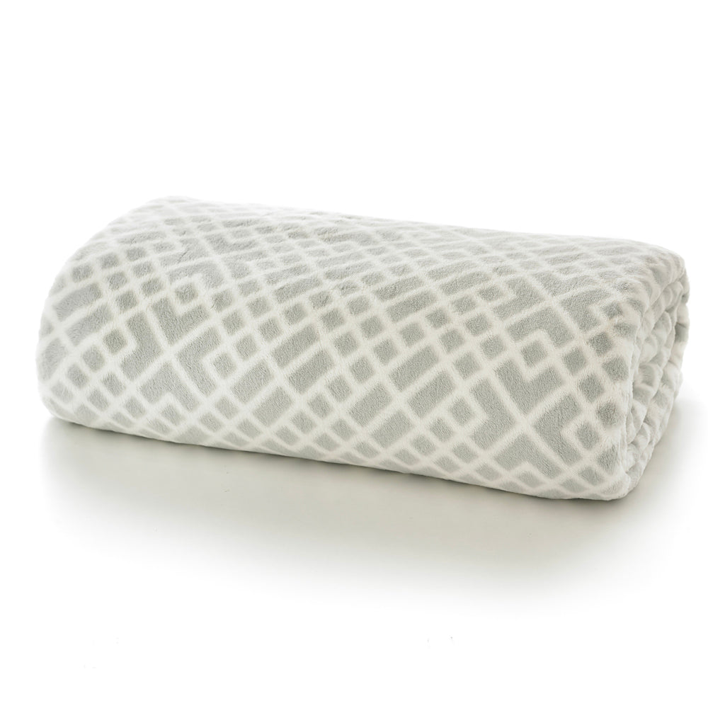 Papplewick Printed Heavyweight Supersoft Fleece Throw | 150cm x 180cm | Gray