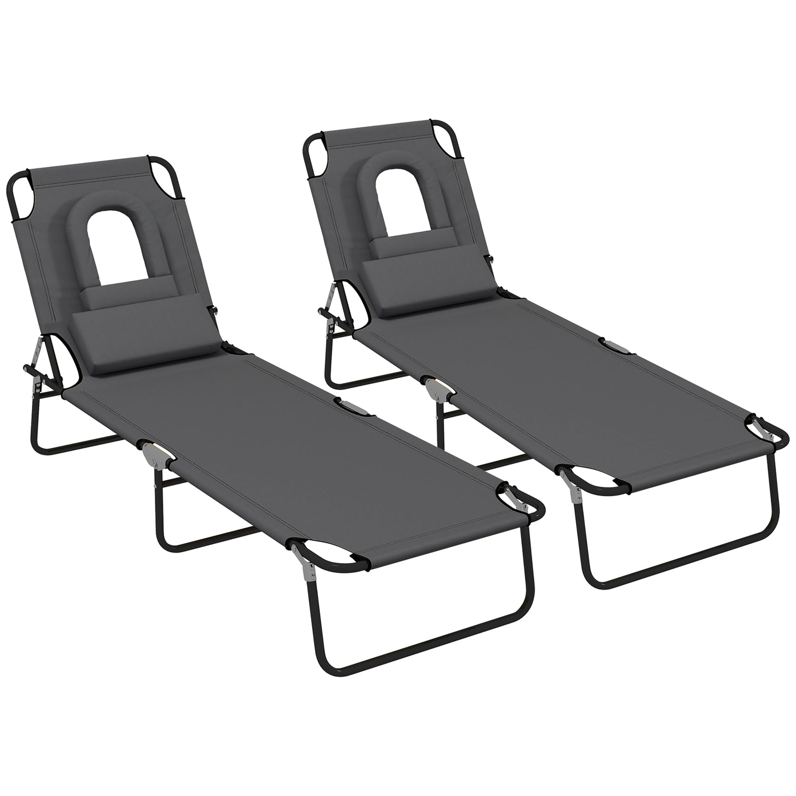 Set Of 2 Sun Lounger Recliner Chairs | Set of 2 | Dark Gray