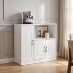 Breeins Wooden Sideboard Storage Cabinet With Microwave Counter Organizer