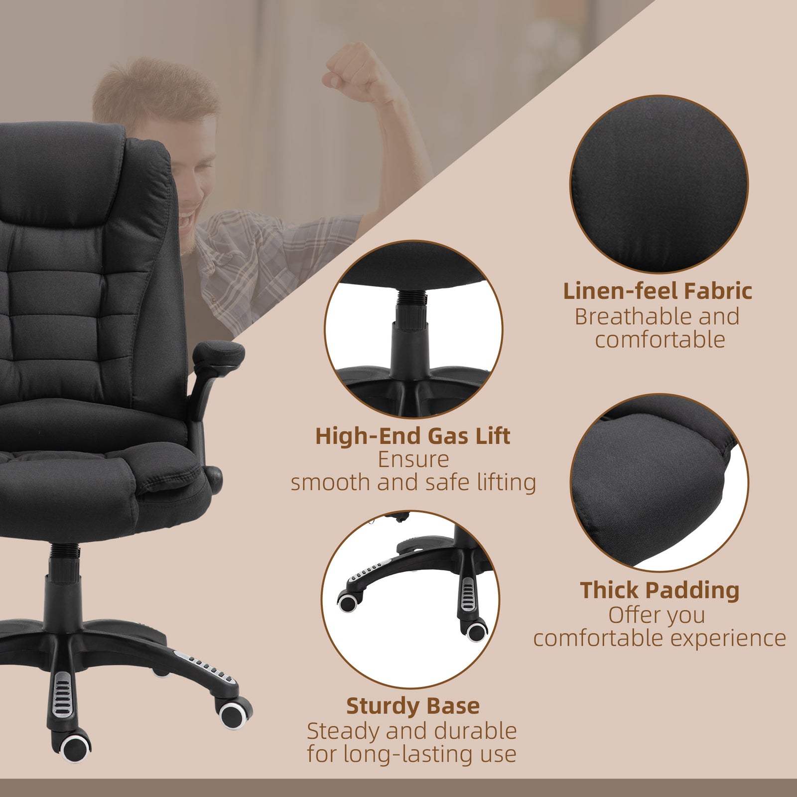 Reclining Chair W/ Heating Massage | Black