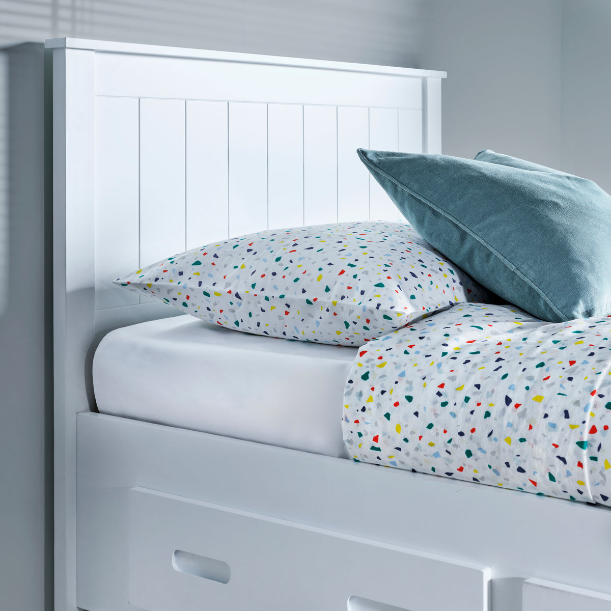 Bedmaster Zarra White 3 Drawer Storage Guest Bed With Memory Foam Mattress