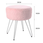 Round Fuzzy Ottoman Vanity Stool Soft Plush Makeup Chair For Bedroom | Pink