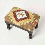 Jaipur Handwoven Kilim Footstool | 50cm x 30cm | Multi Colour