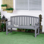 Wooden Garden Bench 2 Seater Slatted Seat With Arm For Patio | Gray