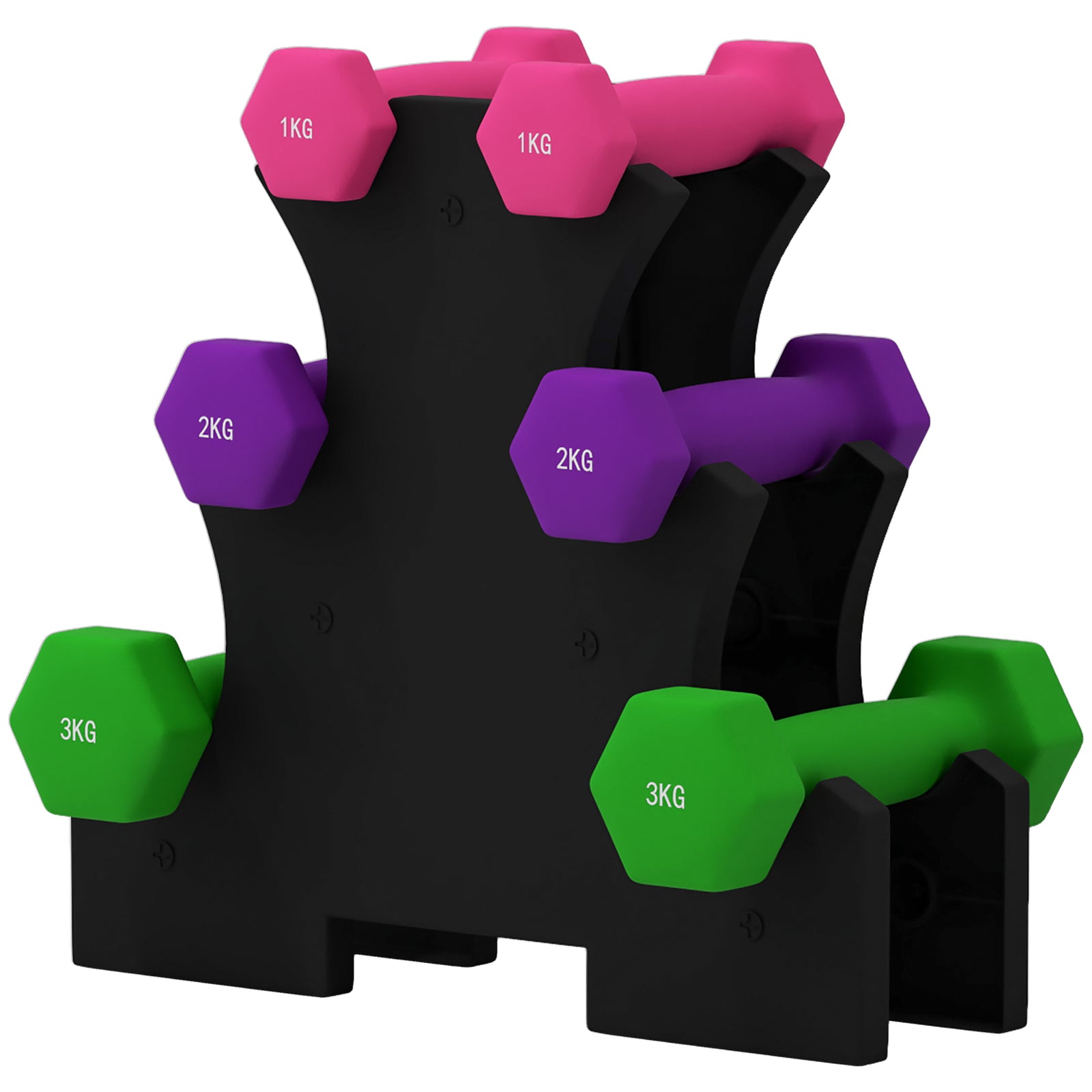 Six Dumbbells With Dumbbell Storage Rack | Pink