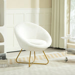 Faux Fur Comfy Chair With Golden Metal Legs Non-slip Footpad