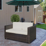 Rattan Wicker 2-seat Sofa Loveseat Padded Garden Furniture | Brown