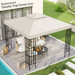 3x3m Gazebo Top Cover Double Tier Canopy Replacement | Cream