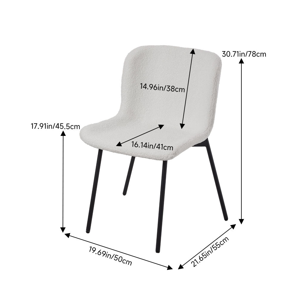 2pcs Teddy Fleece Upholstered Dining Chair
