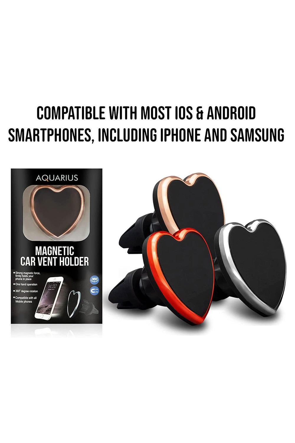 Universal Magnetic Heart Shaped Phone Car Mount With Firm Grip, Red