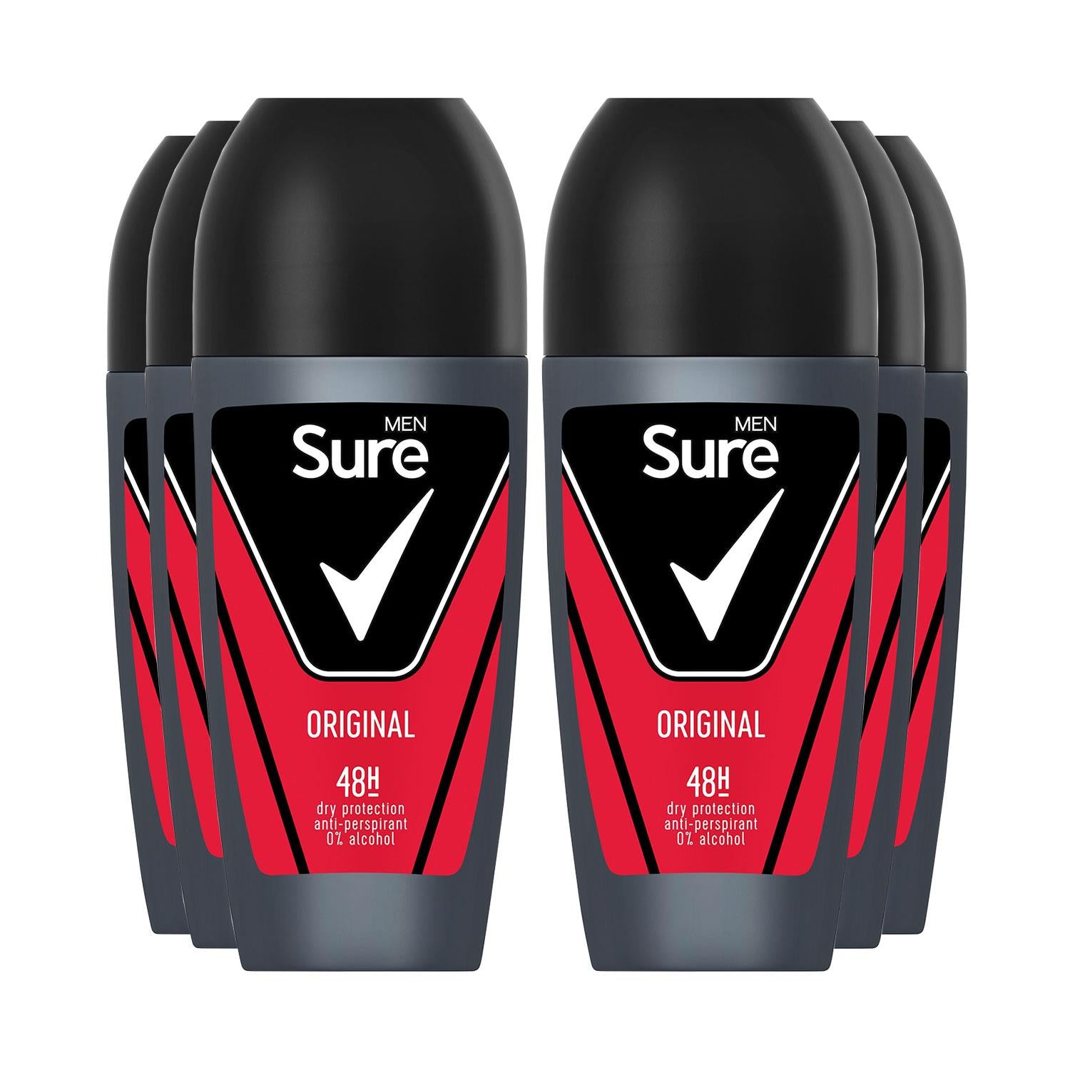 Men Original Antiperspirant Roll On 48h Sweat & Odour Protection, 6pk, 50ml | 6