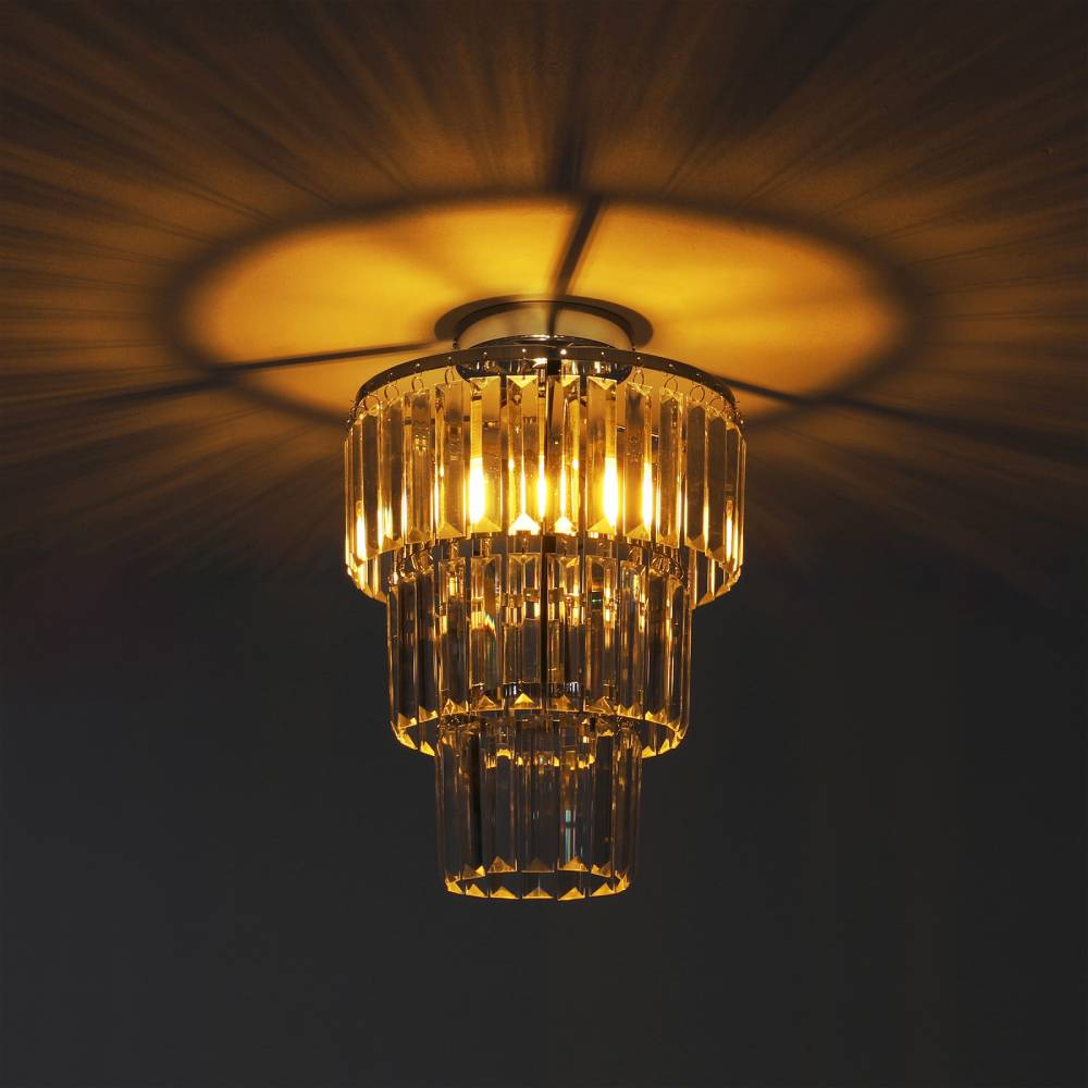 Modern 3-circle Crystal Chandelier Chrome Flush Mount Ceiling Light Droplet Crystal Shade Led Fixture