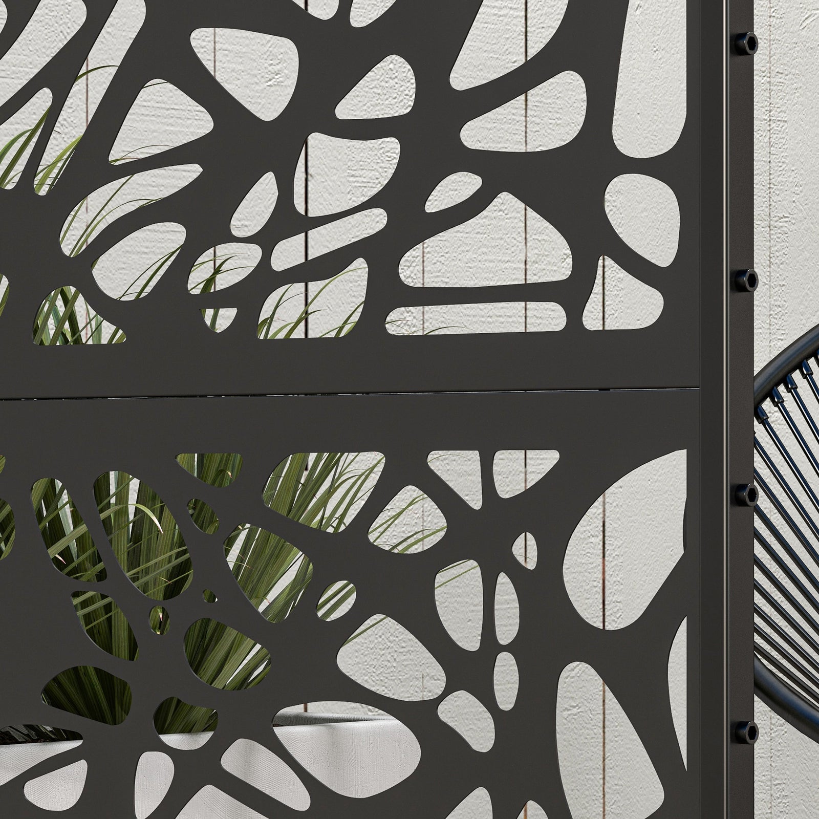 6.5ft Metal Privacy Screen W/ Stand, Twisted Lines
