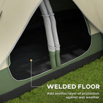2 Room Camping Tent With Waterproof Rainfly & Screen Panels | Green
