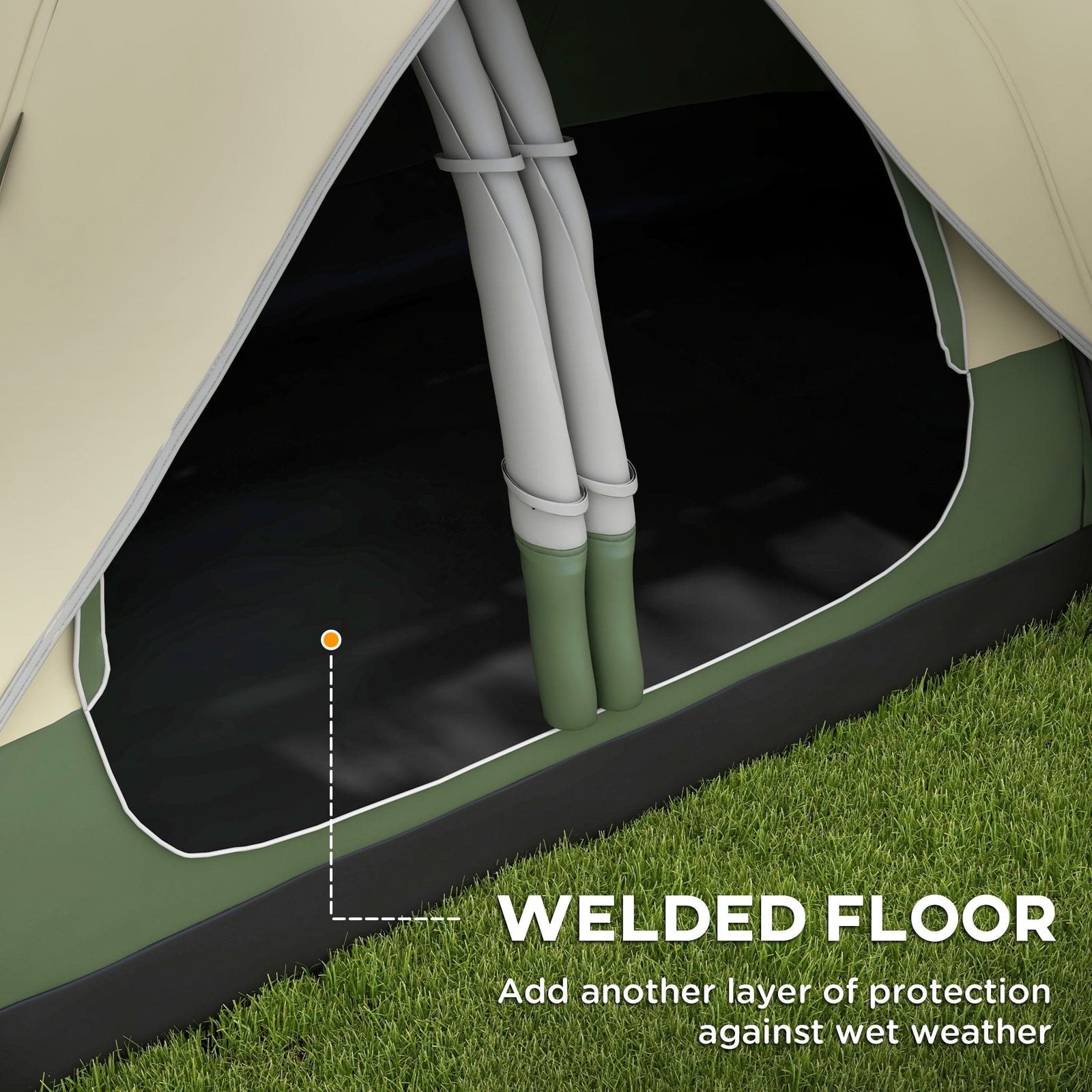 2 Room Camping Tent With Waterproof Rainfly & Screen Panels | Green