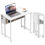 80 Cm Foldable Computer Desk On Wheels For Small Spaces | White