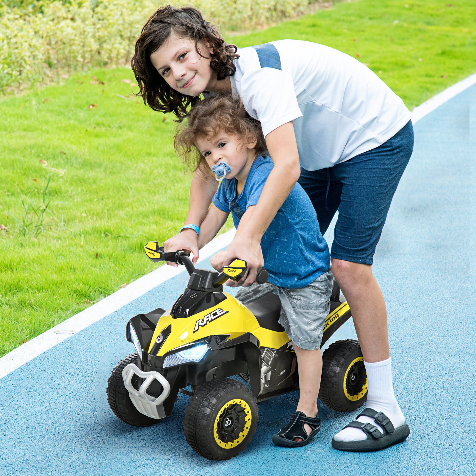 No Power Quad Toddler Ride On Car Foot-to-floor Sliding | Yellow
