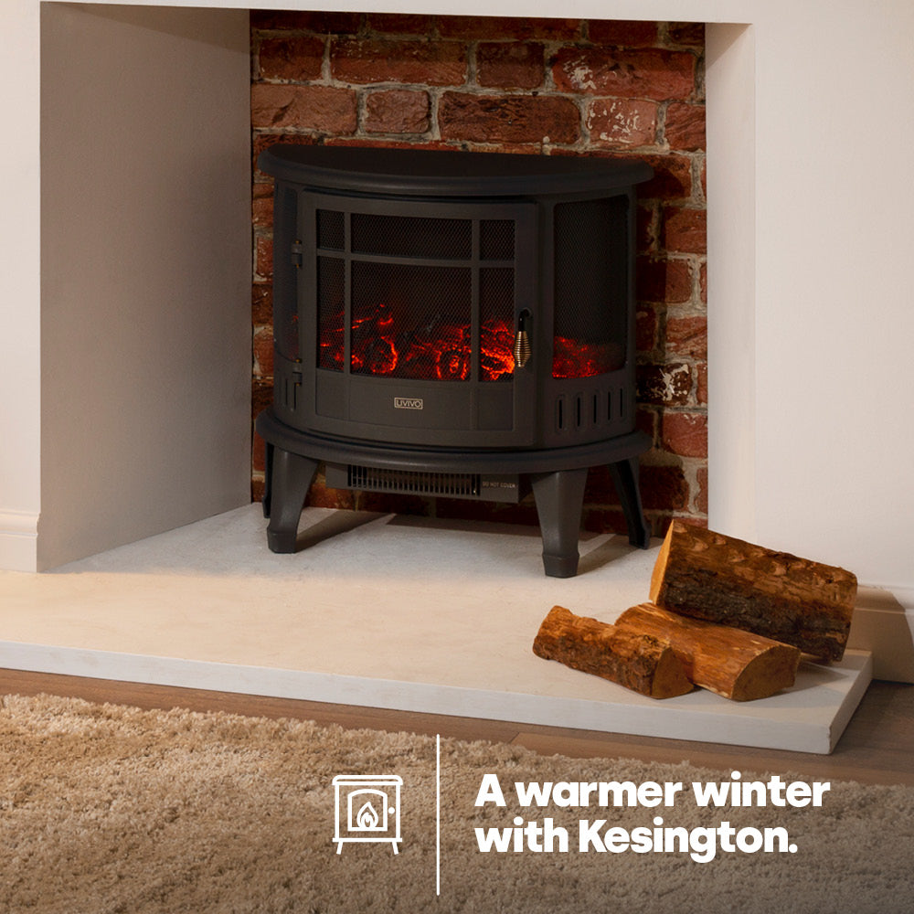 Electric Fireplace Heater Black With Thermostat And Safety Cut Off