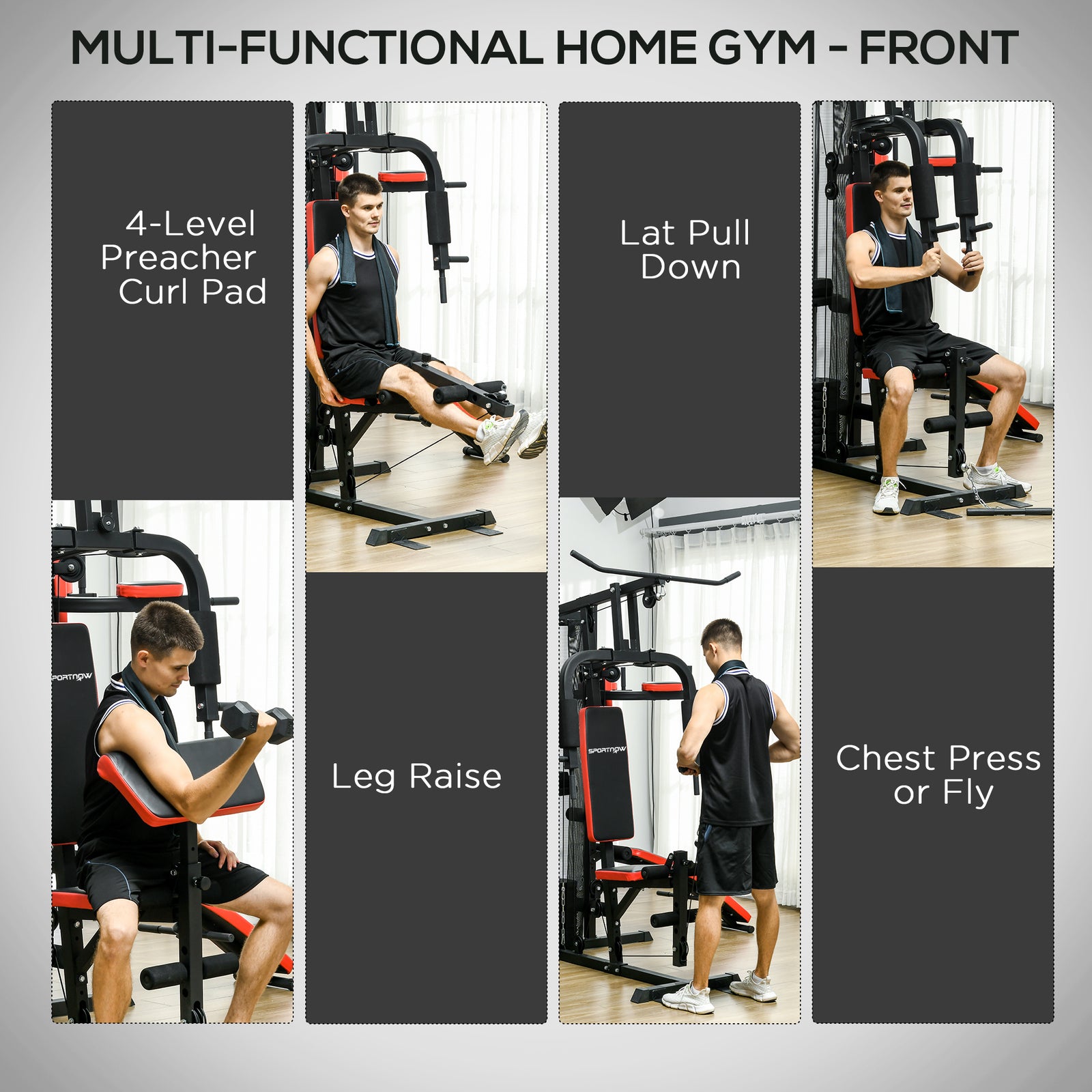 Multi Gym Workout Station With Sit Up Bench | Black