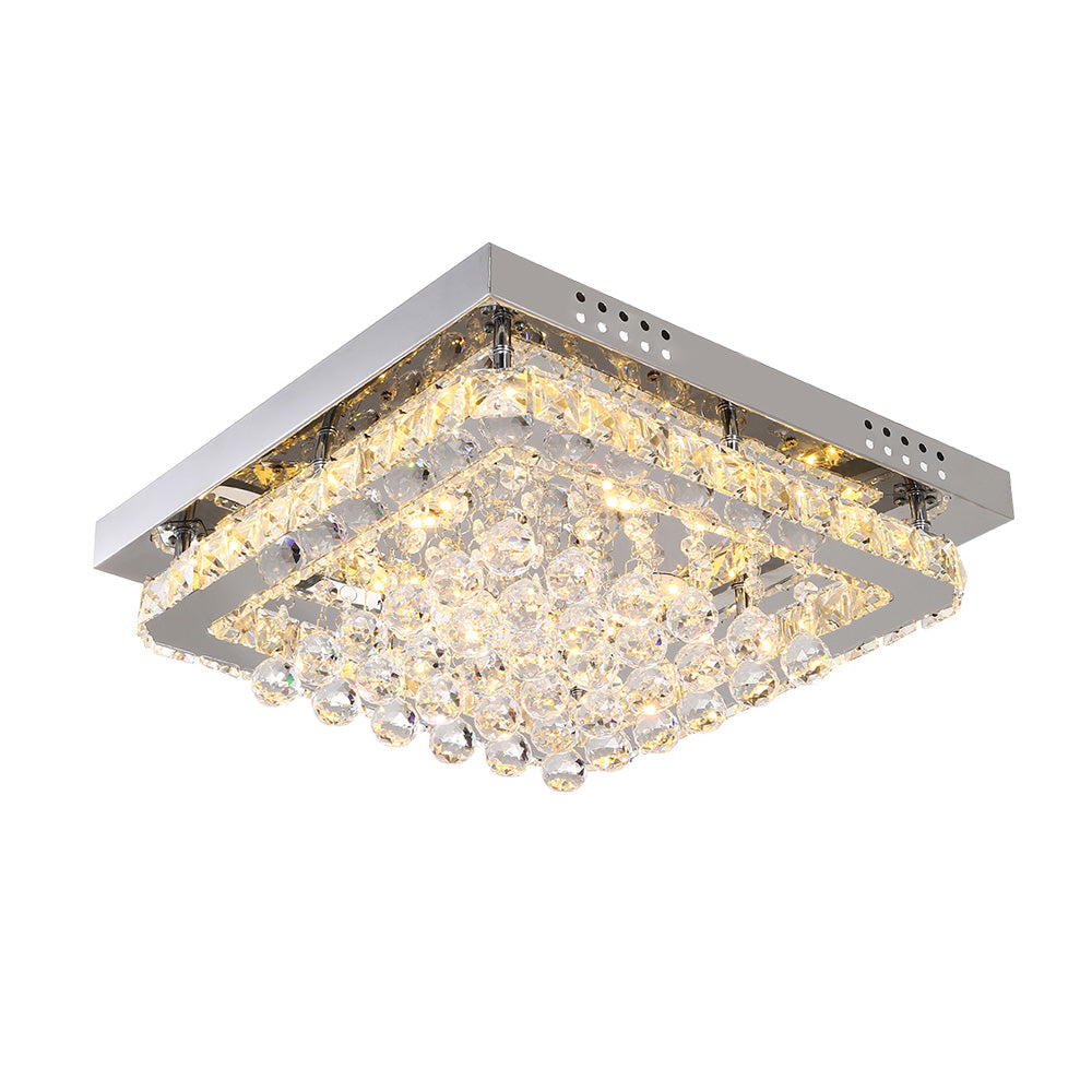 Modern Fancy Crystal Led Flush Mount Ceiling Light | Warm