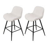 Set Of 2 Modern Sherpa Fleece Bar Stools With Backrest – Soft Padded Seat, Metal Legs