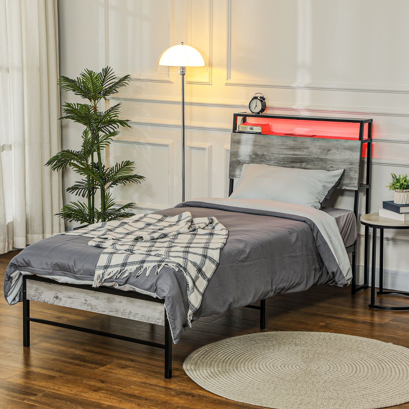Led Single/double/King Bed Frame With Charging Station | Single