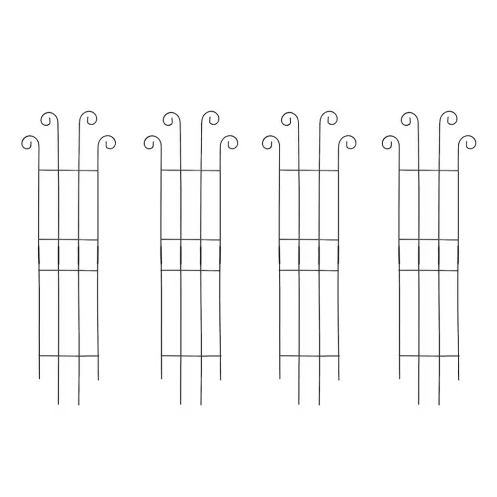4-pack Metal Garden Fence Panels, Outdoor Border Fencing With Scroll Design, Rust-resistant Wire Lawn Edging