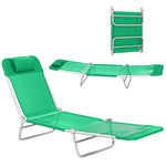 Sun Lounger Foldable Reclining Chair With Headrest | Dark Green