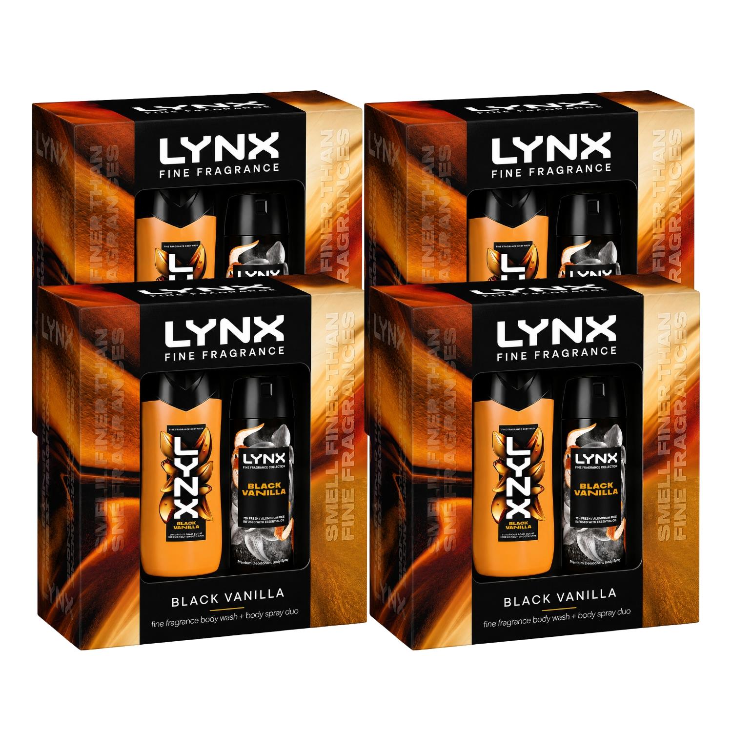 Fine Fragrance Black Vanilla Body Spray And Body Wash Gift Set | Set of 4