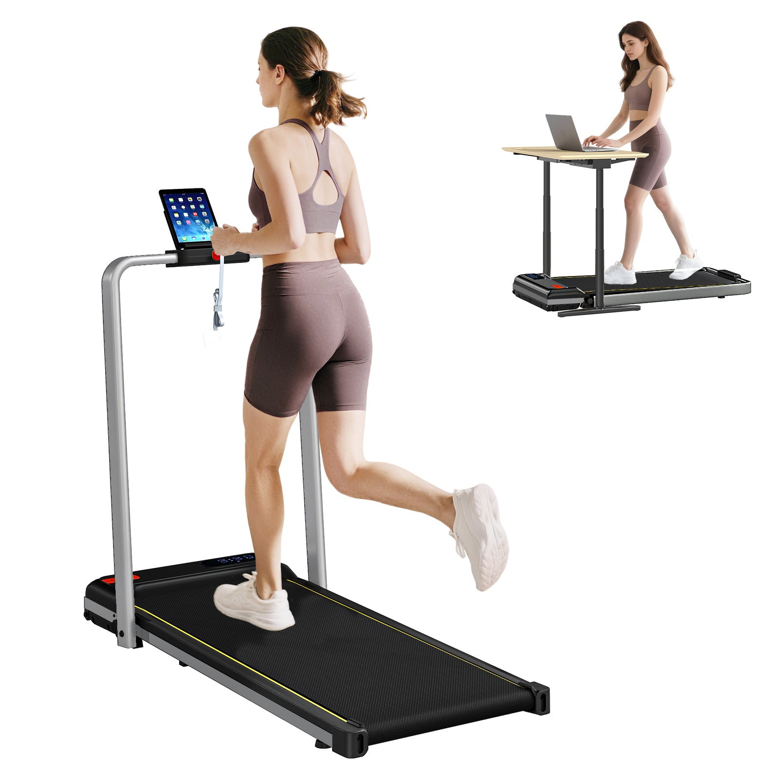 Folding Treadmill Under Desk Walking Pad With Incline | Silver