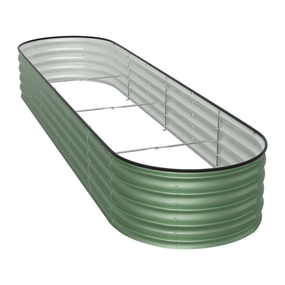 Green Raised Garden Bed Oval Galvanized Steel Planter For Backyard Gardening | Large | Light Green