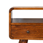 Mini Chestnut Curved Media Unit With 2 Drawers