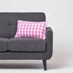 Block Check Cotton Gingham Cushion Cover | 30cm x 50cm | Pink