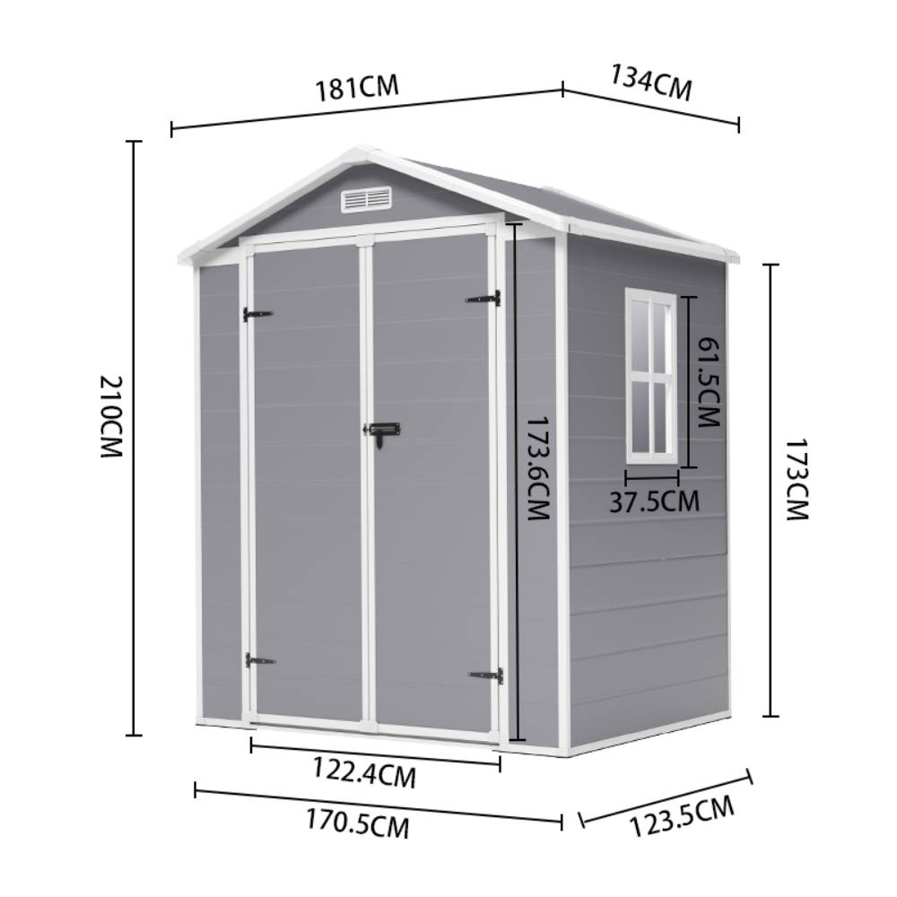 6x4.4ft Plastic Outdoor Garden Storage Shed