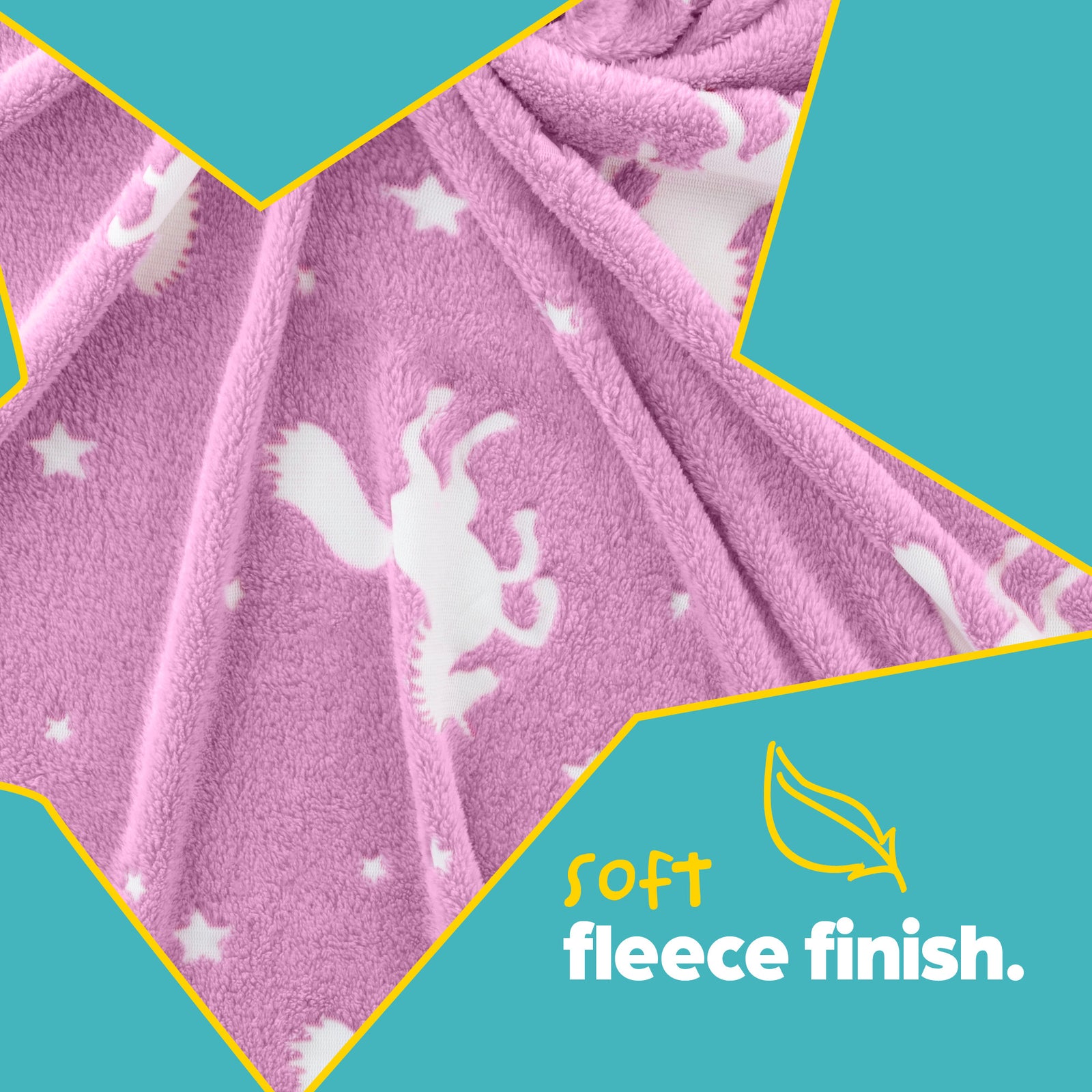 Unicorn Glow In The Dark Blanket - Pink