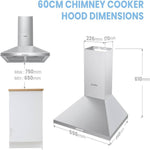 60cm Chimney Cooker Hood Wall Mounted Range Hood Extractor Hood With Led