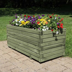 Pine Wooden Trough Planter With Feet | 120cm x 42cm x 38cm | Green