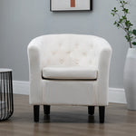 Clio 68cm Wide Velvet Fabric Studded Back Accent Chair With Dark And Light Wooden Legs | Cream
