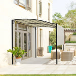 Patio Metal Gazebo Door Window Awning Wall Mount Shelter | Black