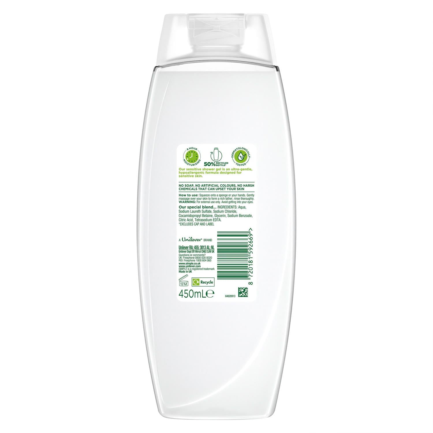 Kind To Skin Sensitive Shower Gel Body Wash W/ Hypoallergenic 450ml, 3pk | Set-of-3