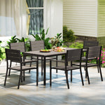 7 Piece Garden Furniture Set W/ Table And 6 Stackable Chairs